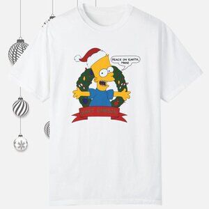 Bart Simpson Peace On Earth Christmas Retro Cartoon Fan Holiday Gift T-Shirt 05